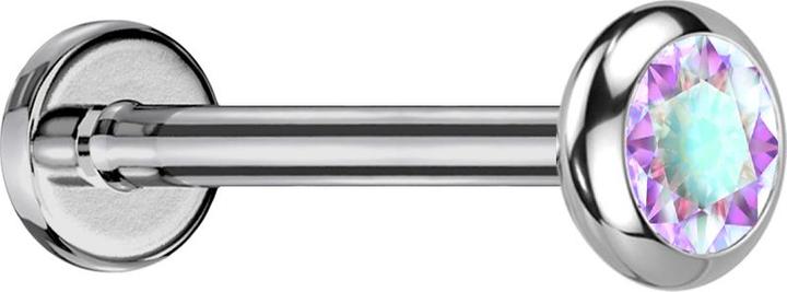 Produktbild Star Piercing Micro Labret Innengewinde silber Scheibe abgerundet silber Kristall multicolor (ohne Messing, Titan)