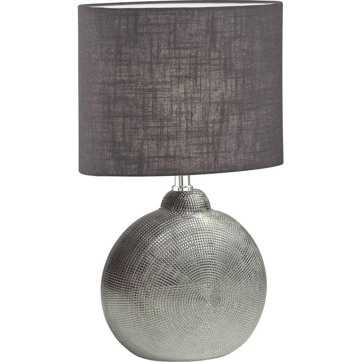 Fischer & Honsel, Tischlampe, Honsel Foro Tischleuchte E14 Stoffschirm anthrazit Leinen, weiss silber 50557