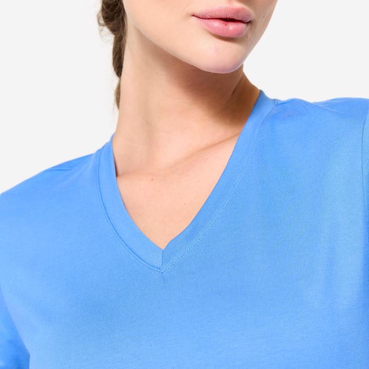 Produktbild Domyos T-Shirt Damen V-Ausschnitt Baumwolle - blau (S)