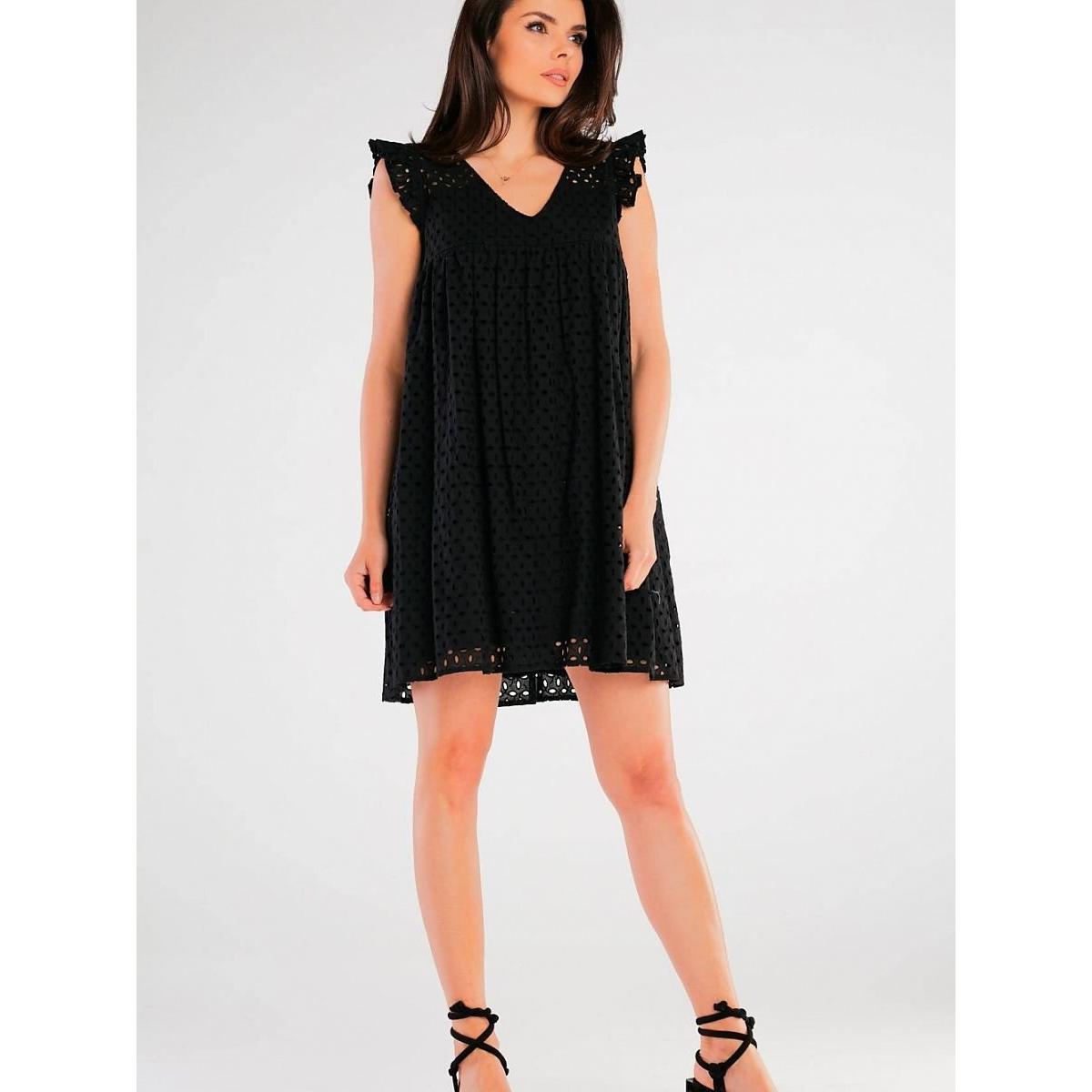 Awama, Damen, Kleider, Alltagskleid, Schwarz, (L, XL)