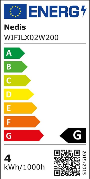 Label énergétique Nedis SmartLife Décorative LED | Cordon | Wi-Fi | Blanc chaud à froid | 200 LED"s | 20.0 m | Andr (20 m)