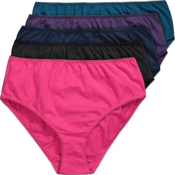 Immagine prodotto Ulla Popken Slip midi in confezione da cinque con orli con pizzo (46, 48, Confezione da 5 pezzi)