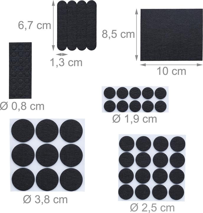 Image du produit Relaxdays 204x patins en feutre (Patin en feutre, 204 pcs)