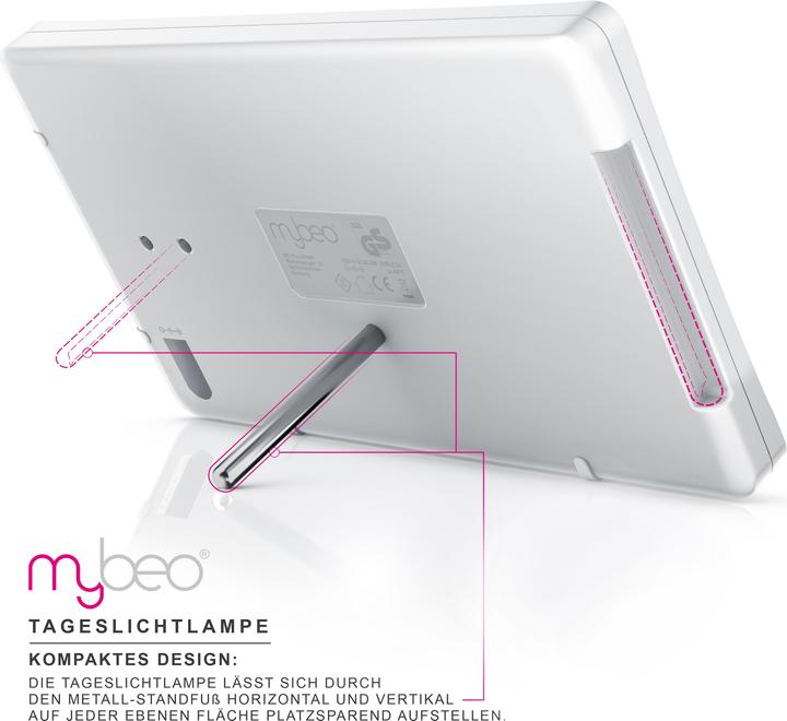 Actual product image Mybeo Table daylight lamp, metal stand, 3x brightness levels, flicker and UV-free, A++, 7W