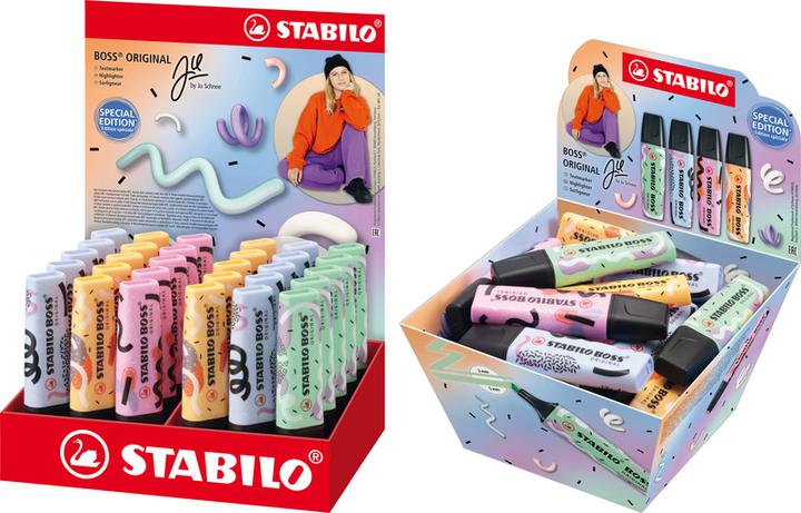 Actual product image STABILO Boss By Ju 30s Display (Cloudy blue, Crimson, Mint, Peach, 5 mm, 30 x)