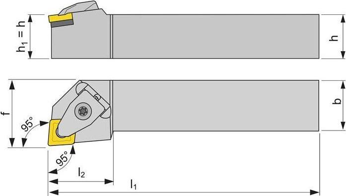Actual product image Tecwerk Rotating tool holder DCLNR2020K12 nickel-plated right external rotation