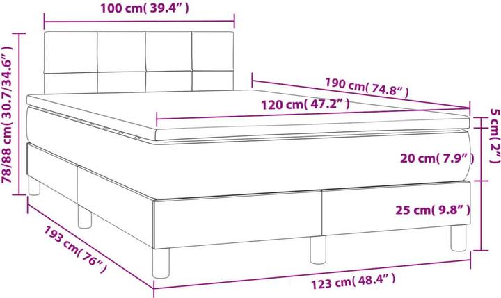 Actual product image vidaXL Boxspringbett (120 x 190 cm)