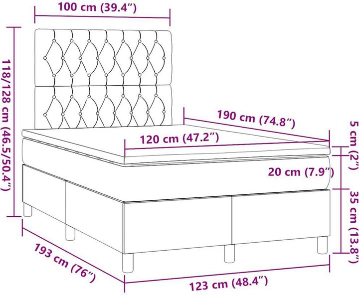 Image du produit vidaXL Boxspringbett (120 x 190 cm)