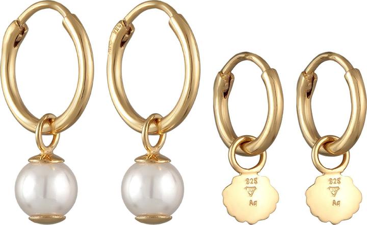 Immagine prodotto Elli Orecchini Creole Set Shell Core Pearl Shell Argento 925 (Argento 925 placcato oro, Nessuna pietra, Perle di conchiglia)