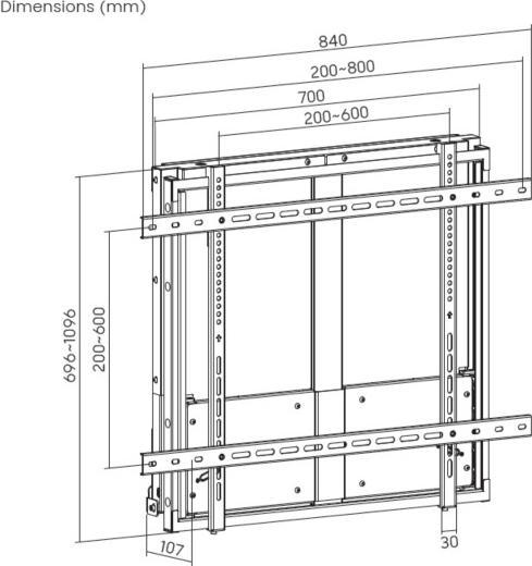Produktbild equip Wandhalterung 60"-100"/1TFT 60-90kg 1Gelenk Up-Down sw (Wand, 100", 90 kg)