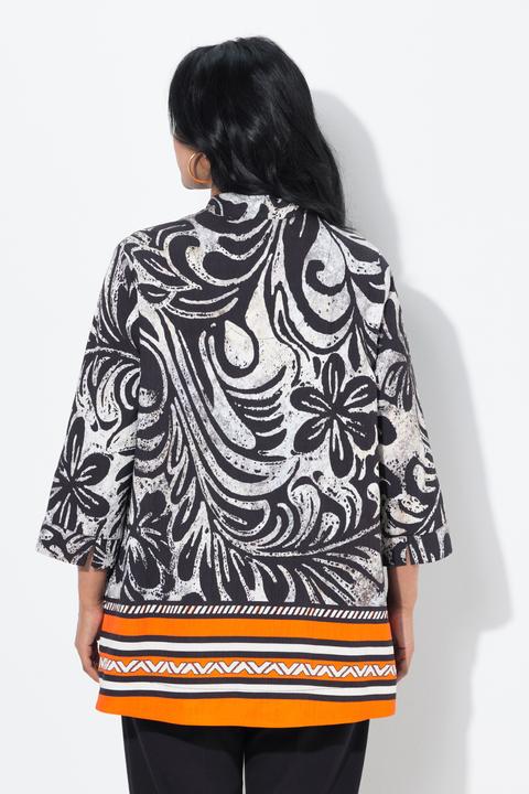 Actual product image Ulla Popken Border Print Goblet Collar Blouse (46, 48)