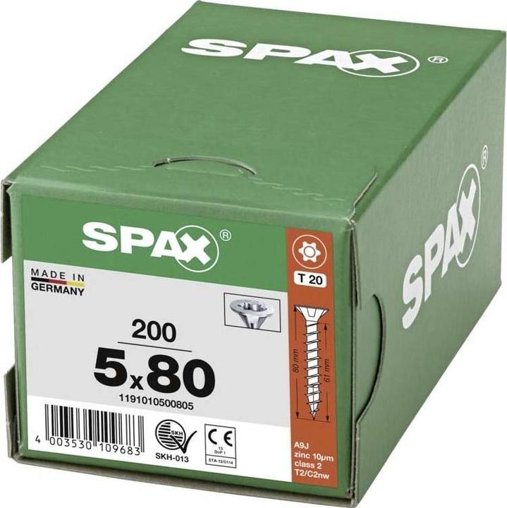 Actual product image Spax Countersunk Multi-Head T-Star Plus T20 Fully Threaded Wirox (200 Screws per piece)