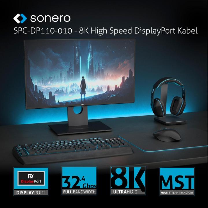 Produktbild Sonero DisplayPort  — DisplayPort (3 m, DisplayPort, 1.4)