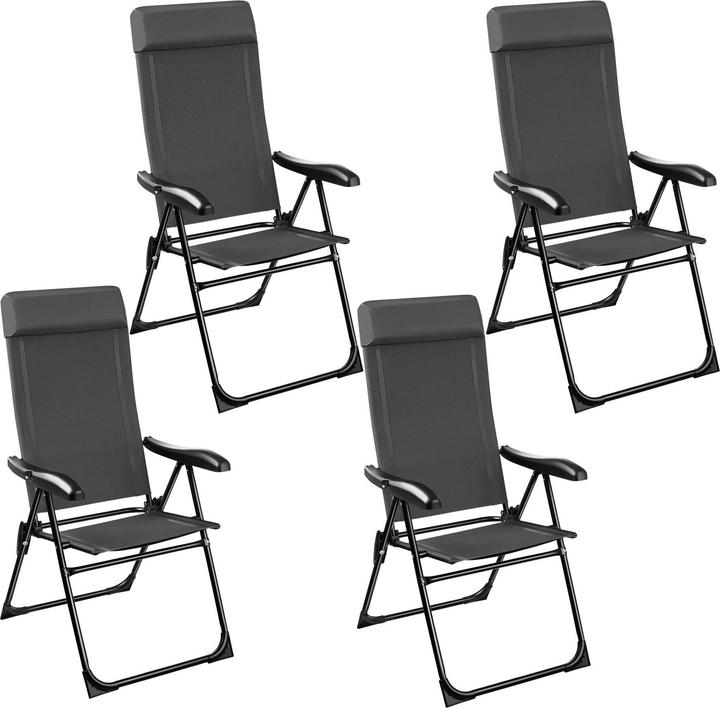 tectake Faltbarer Campingstuhl Müritz mit Kopfpolster, Aluminium