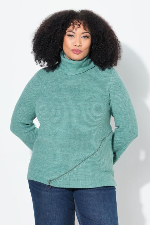 Immagine prodotto Ulla Popken Maglione dolcevita con zip e maniche lunghe (42, 44)