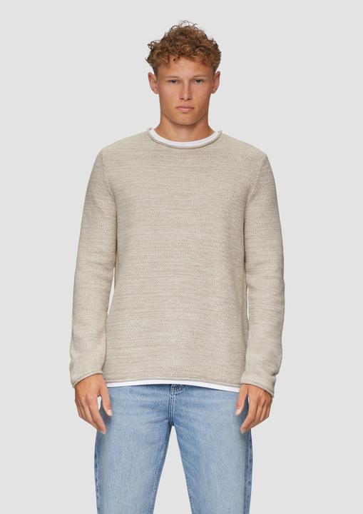 Produktbild s.Oliver Strickpullover Melierter Strickpullover mit Layering-Detail (XXL)