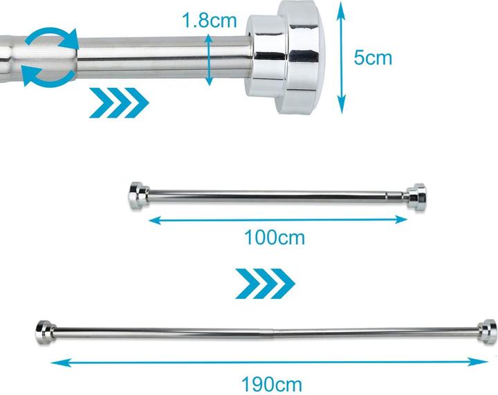 Produktbild Intirilife Teleskopstange in SILBER 100 - 170 cm
