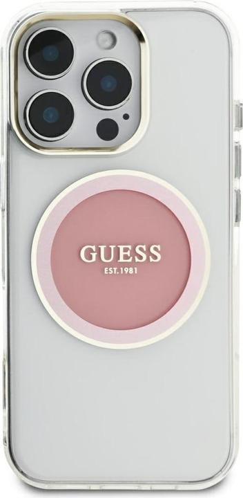 Actual product image Guess Case IML Metal Colored Circle Classic Logo MagSafe for iPhone 16 Pro Max pink (Apple iPhone 16 Pro Max)