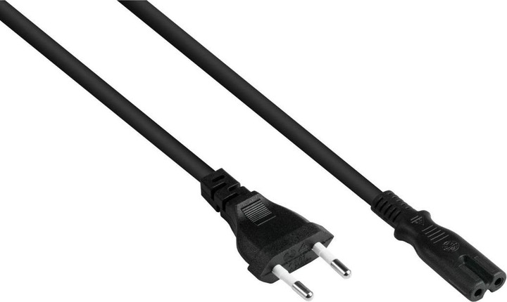 Produktbild Varia Euro-Netzkabel Euro-Stecker Typ C an C7Euro 8 Buchse, schwarz, 0,75mm, 1,8m - 5e (1.80 m)