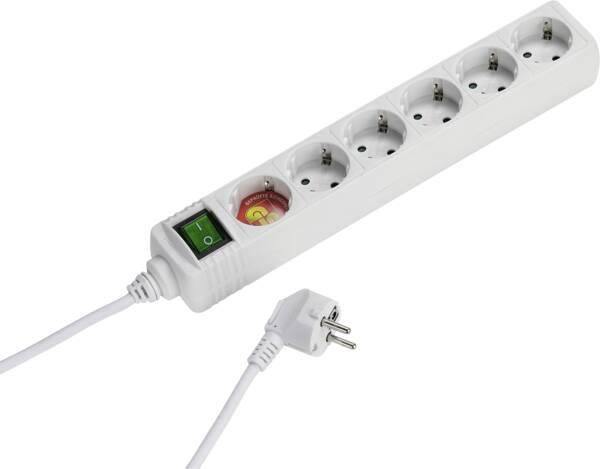 Produktbild Vivanco 6-fach Steckdosenleiste mit Schalter, 1,4m, weiss (6x, CEE 7/3, 1.40 m)