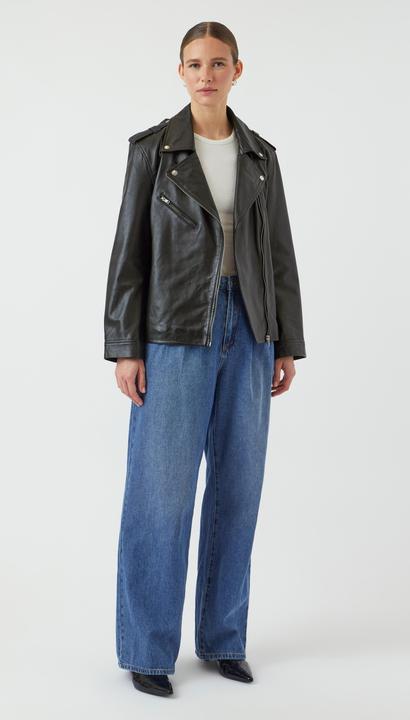 Immagine prodotto Yas Giacca in pelle con zip, scollo a V e maniche lunghe (38)