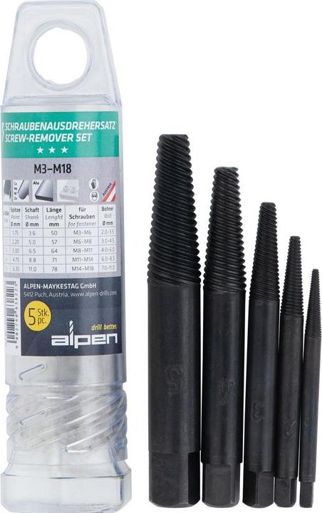 Actual product image Alpen Screw extractor set