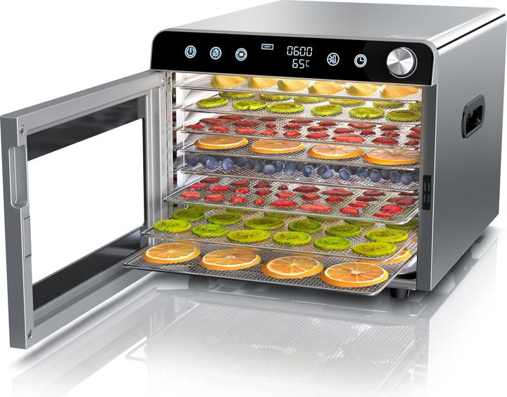 Arendo Dörrautomat geeignet für Obst, fisch, Fleisch, Temperaturregler von 30°-85°C, 700 W, 8 Etagen, Timer