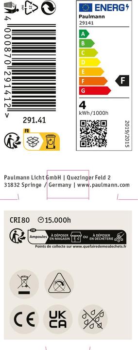 Energielabel Paulmann Laagspanningsreflector (GU5.3, 3.80 W, 345 lm, 1 x, F)