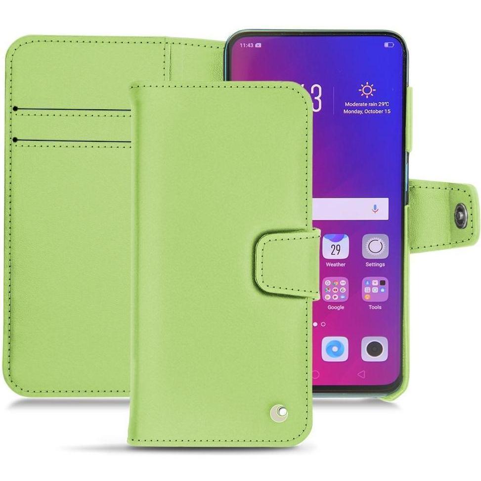 Noreve Lederschutzhülle Wallet (Oppo Find X), Smartphone Hülle, Grün