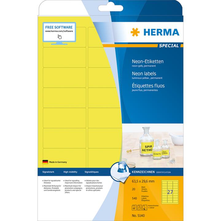 Produktbild HERMA Neon Etiketten A4