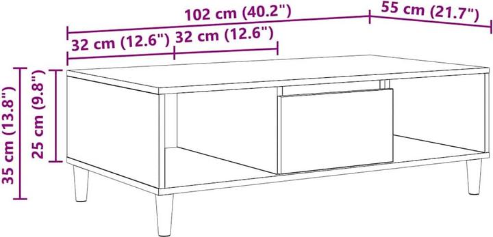 Immagine prodotto vidaXL Moderner Couchtisch (102 x 55 x 35 cm)