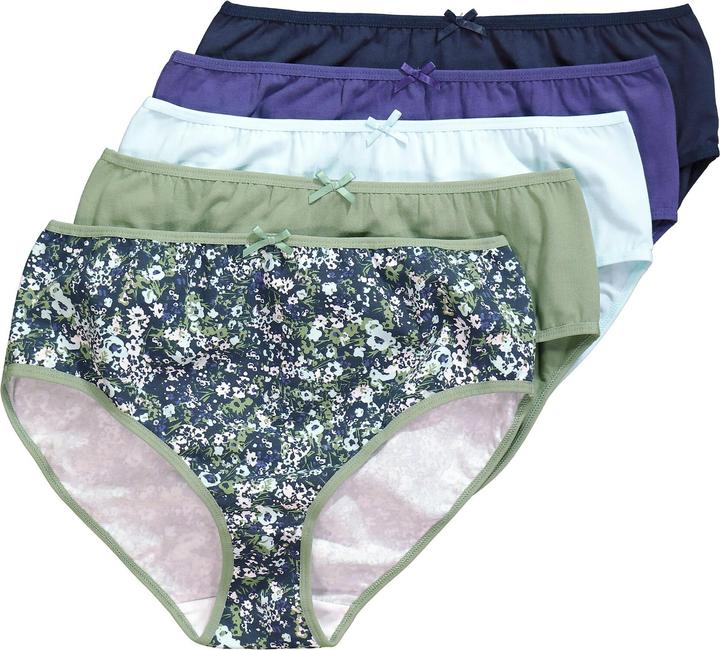 Image du produit Ulla Popken Culottes midi, lot de 5, fleurs/uni, tour de cuisse échancré (42, 44)
