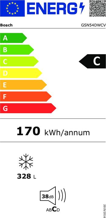 Energy Label Bosch Hausgeräte Serie 6 GSN54DWCV (Stand-alone, 327 l)