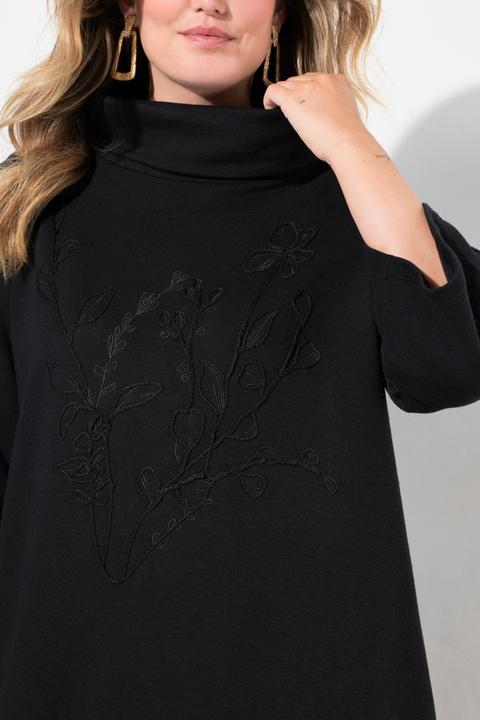 Produktbild Miamoda Sweatkleid, A-Linie, Blüten-Stickerei, Stehkragen (44)