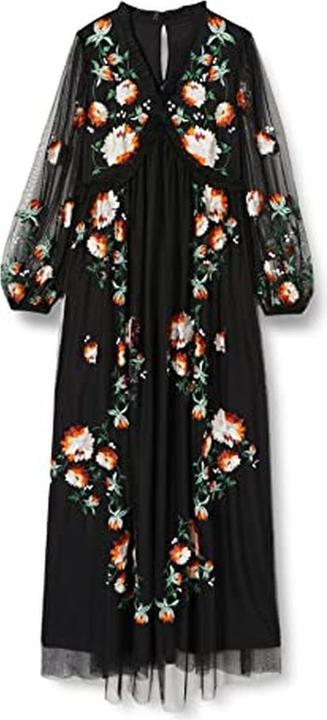 Frock and Frill Blumenbesticktes Abendkleid mit Pailletten für Hochzeit und festliche Anlässe (36)