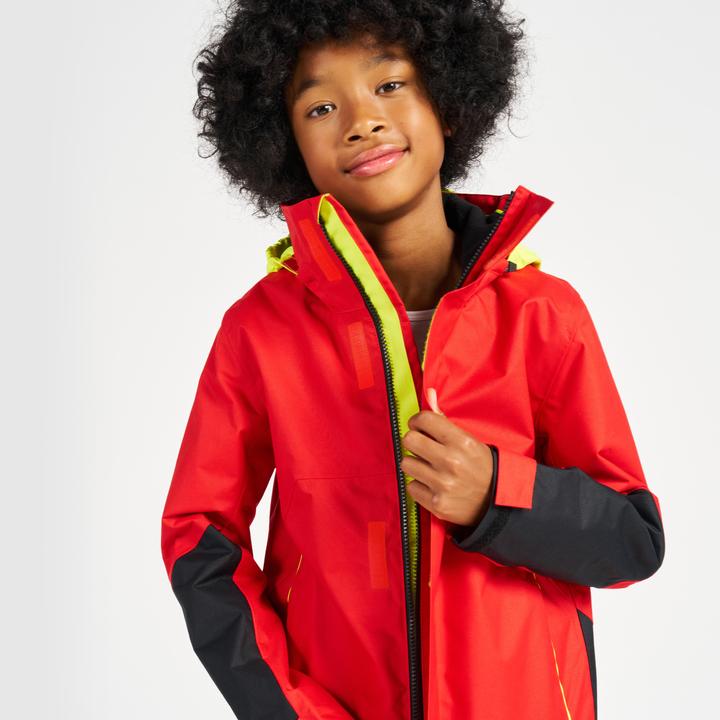 Produktbild Tribord Regenjacke Segeljacke Kinder wasserdicht winddicht - Sailing 300 rot/gelb (122)