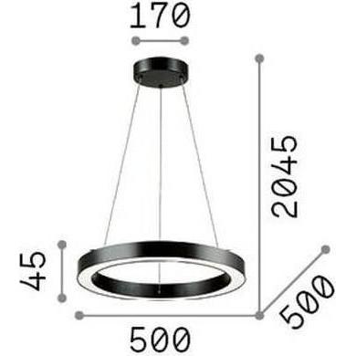 Thumbnail - Ideal lux, Pendelleuchte, ORACLE LED Pendelleuchte 28W ⌀500mm Schwarz warmweiss 222097 (2600 lm)