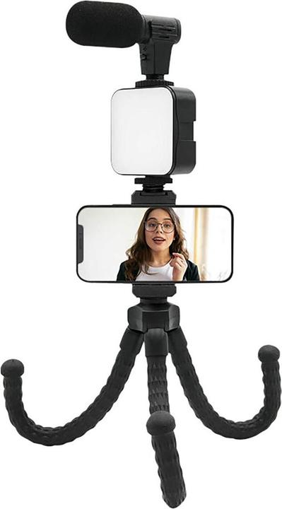Image du produit Muvit Kit de vlogging 4 En 1 Micro + Trepied + Support + LED (Matières plastiques)