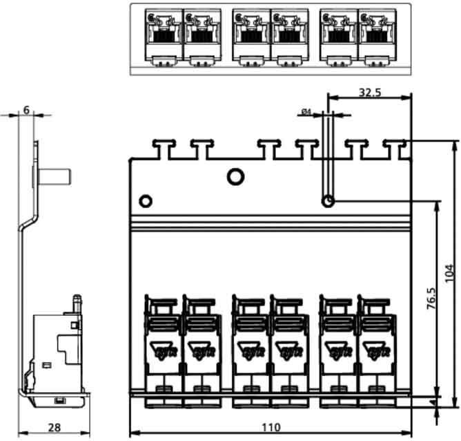 Produktbild Metz Connect 130B11P2-E - IEEE 802.3af,IEEE 802.3an - 6xRJ-45 - Gold - Cat6a - 26/7 - Weiss (130B11P