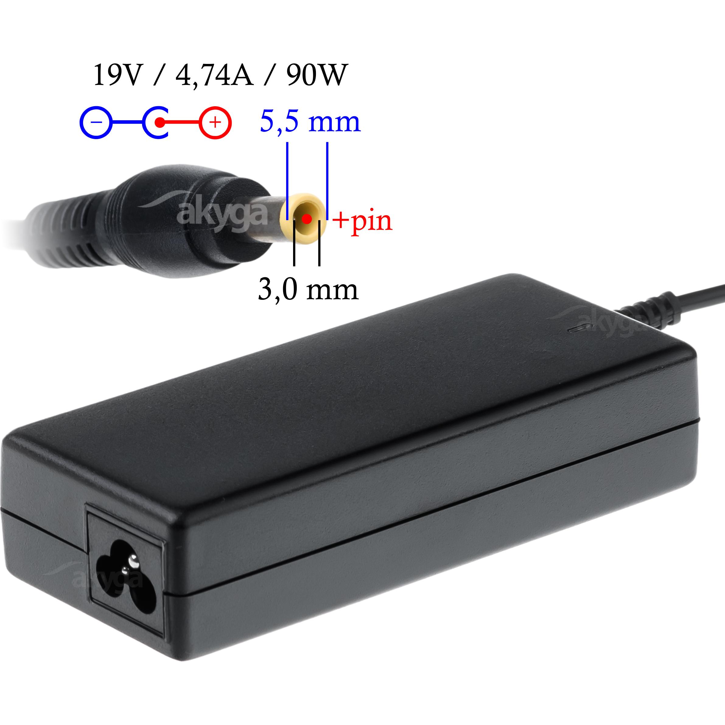 Akyga AK-ND-27 - Notebook - Indoor - 100-250 V - 55 +/- 5 Hz - 90 W - 19 V (90 W), Notebook Netzteil, Schwarz