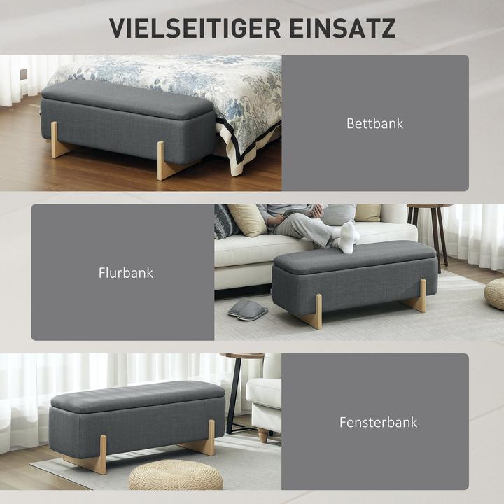 Image du produit Homcom Sitzbank Polyester, Buchenholz Dunkelgrau (111 cm)