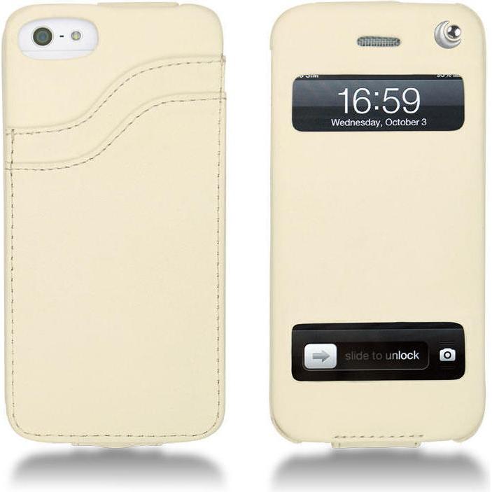 Noreve Lederschutzhülle vertikal (Apple iPhone 5), Smartphone Hülle, Beige