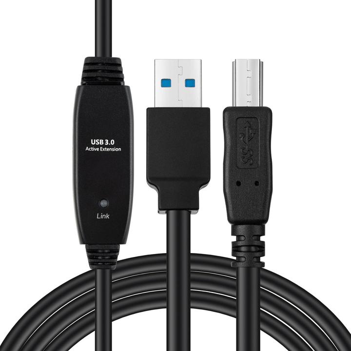 Produktbild MicroConnect Active USB3.0 A-B 10m M-M (10 m, USB 3.2 Gen 1)