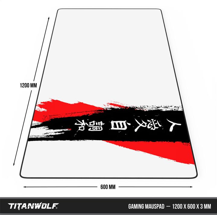 Produktbild Titanwolf Gaming Mauspad, XXXL Speed Mausmatte 1200 x 600 mm, Geschwindigkeit & Präzision, Japan Ink Letters (XXL)