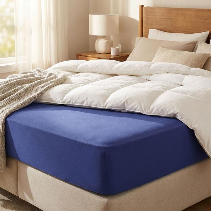 Produktbild Casativo Premium Spannbetttuch für Boxspringbett & Wasserbett - Navy, 140-160x220 cm - 190g/m2 (140-160 x 220 cm)