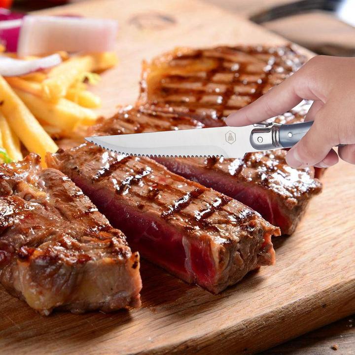 Produktbild Laguiole Steak Knives Grey Plastic/Pine 6 PC (6 Stk., Besteck Set, Messer)