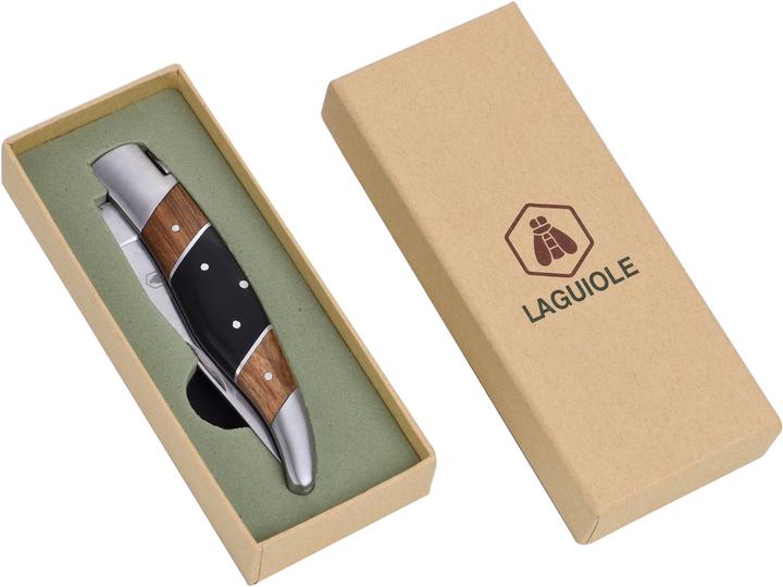 Image du produit Laguiole Couteau Pliable Noir Et Lignes D'Acier