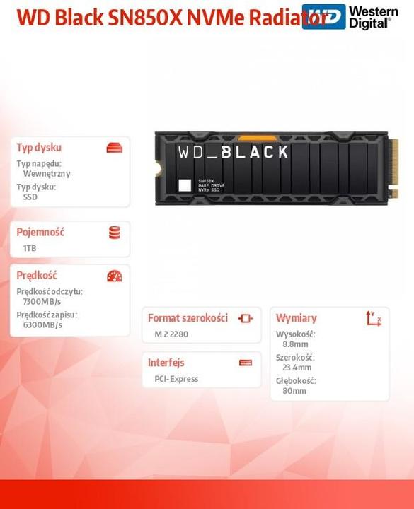 Produktbild WD Black SN850X mit Heatsink powered by SANDISK (1000 GB, M.2 2280)