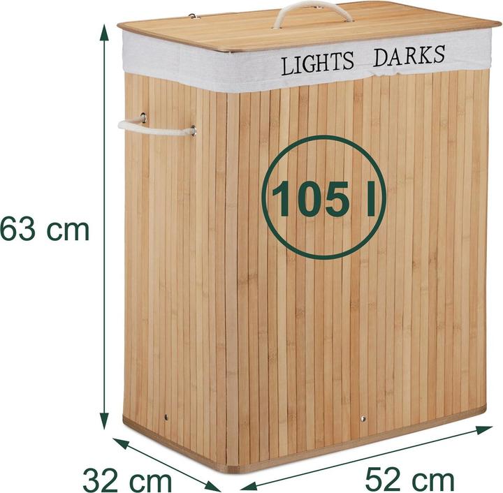 Actual product image Relaxdays Bamboo laundry bin (105 l)