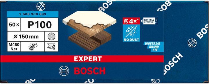 Image du produit Bosch Professional Zubehör EXPERT M480 Filet de ponçage pour ponceuse excentrique, 150 mm, G 100, 50 pièces (100)